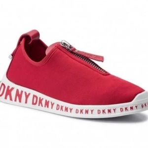 DKNY Red Melissa Neoprene Zip Sneakers